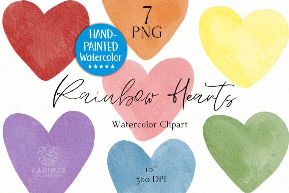 Download Watercolor Hearts Clipart, Rainbow Heart - Premium Resources