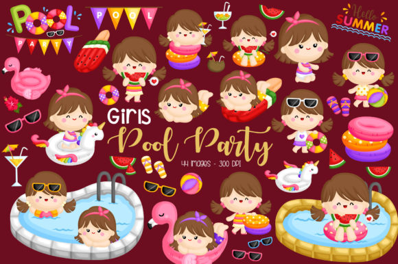 Download Pool Party Clipart - Cute Kids Clip Art - Premium Bundle