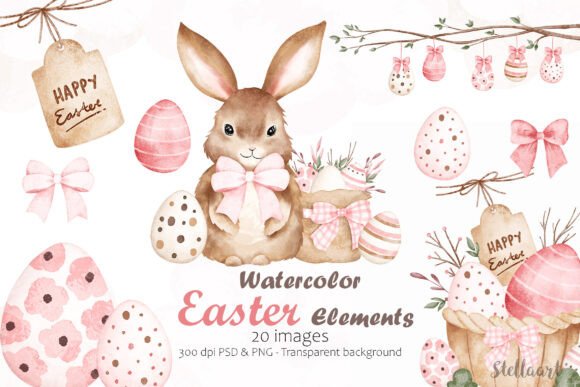 Download Watercolor Easter Elements - Easter elements Collection