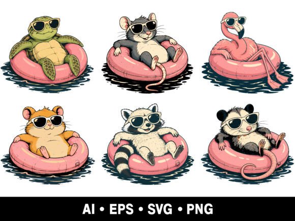 Download Cute Summer Pool Float Animals SVG - Premium Bundle